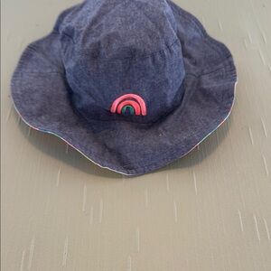 Chic Denim Bucket Hat with Rainbow Detail